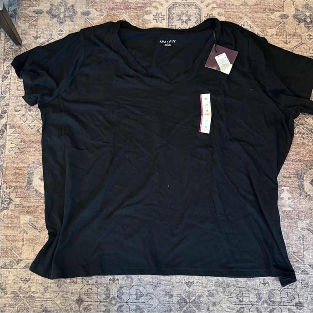 Ava & Viv Classic Black V-Neck Tee